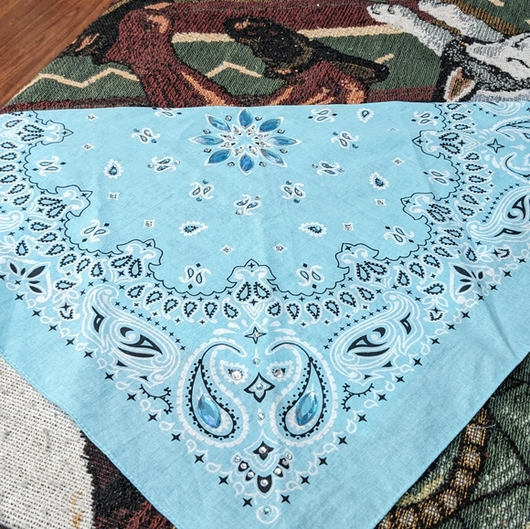 Biker  Bling Bandana Baby Blue - Picture 5 of 6